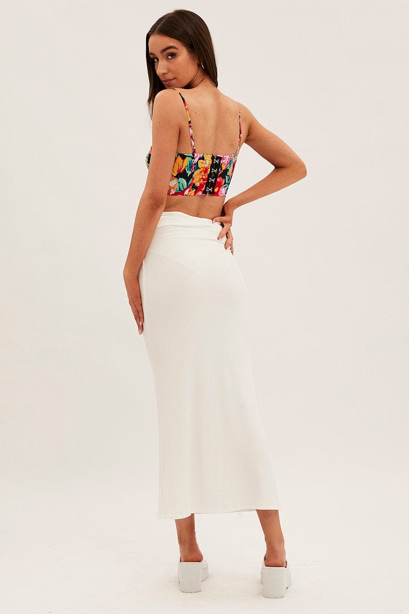 White High Waist Jersey Skinny Maxi Skirt