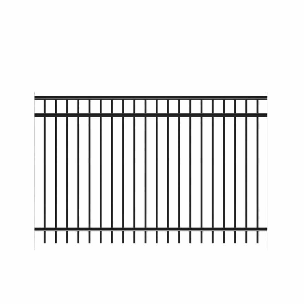 Barrette Outdoor Living Natural Reflections Heavy-Duty 5 ft. H x 8 ft. W Black Aluminum Pre-Assembled Fence Panel 73008982