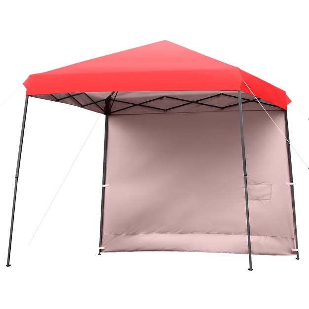 Tangkula 10x10 Ft Pop Up Canopy Tent One Person Set up Instant Shelter With Central Lock W Roll up Side Wall