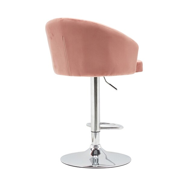 Velvet Upholstered Button Bar Stool with Backrest and Footrest