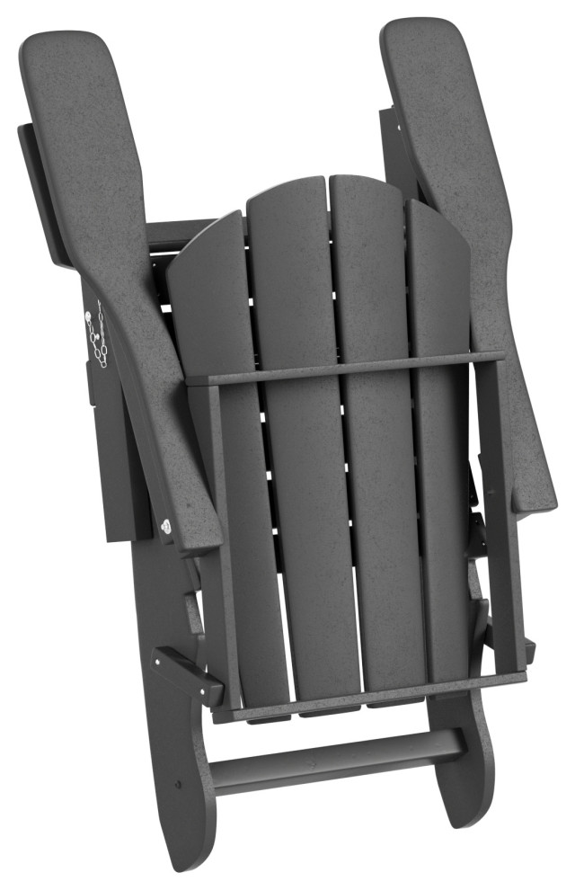 Malibu Outdoor Folding Poly Adirondack Chair  Set of 8  Gray   Traditional   Outdoor Lounge Sets   by WestinTrends  Houzz