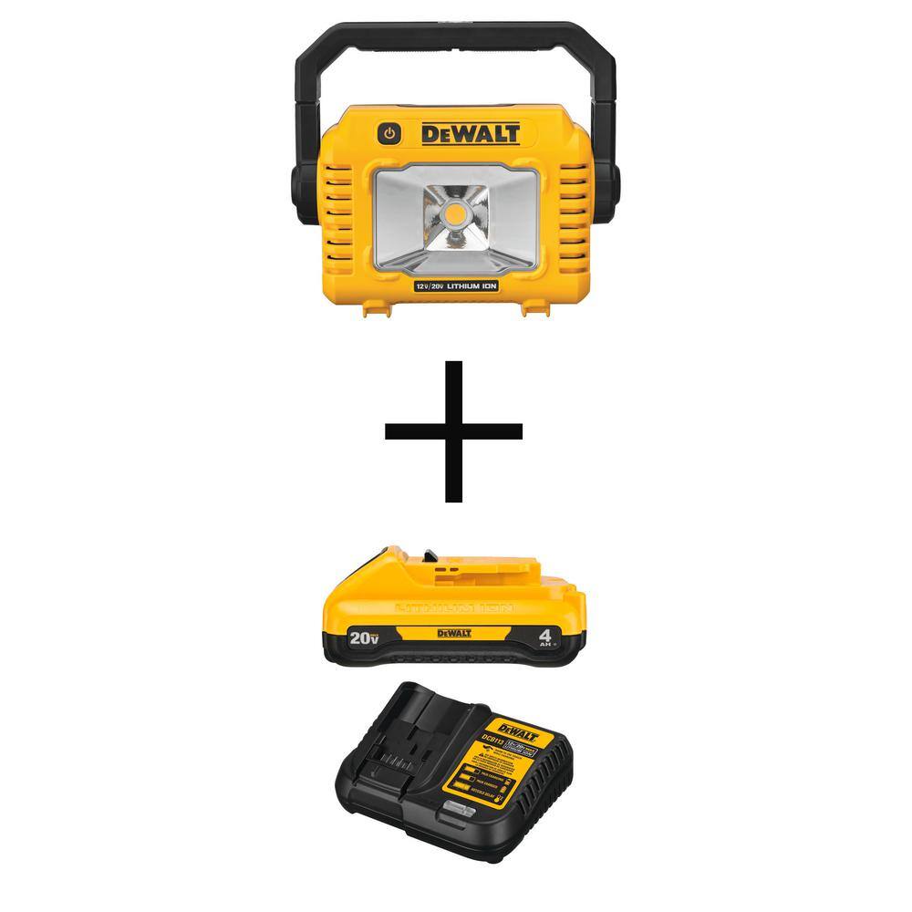 DEWALT DCL077BW240C 20V MAX Compact Task Light， (1) 20V MAX Compact Lithium-Ion 4.0Ah Battery， and 12V-20V MAX Charger