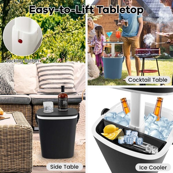 Costway 4 Gallon Portable Cooler Bar Table with Handle Bottle Opener and