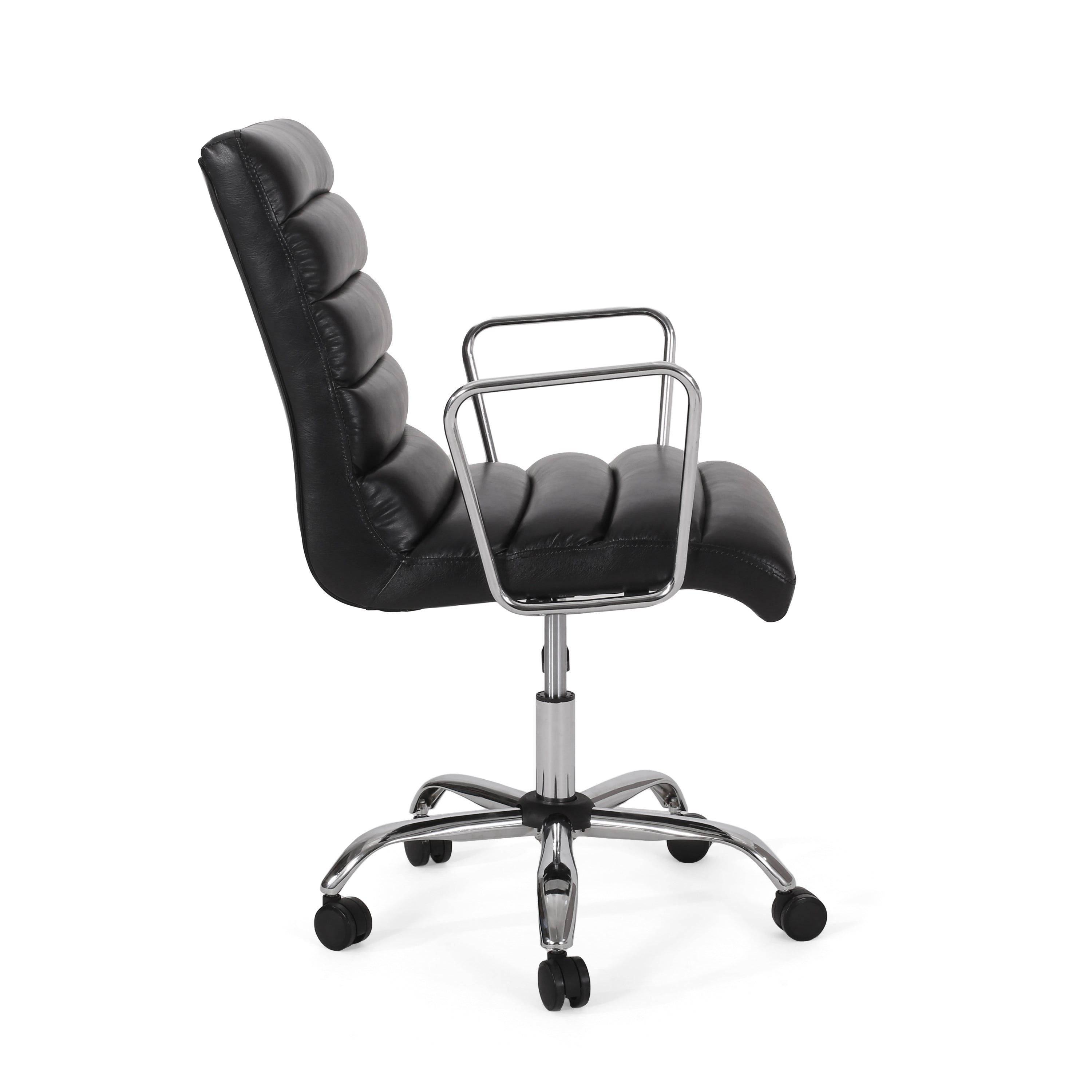 Gilmans Contemporary Faux Leather Channel Stitch Swivel Office Chair