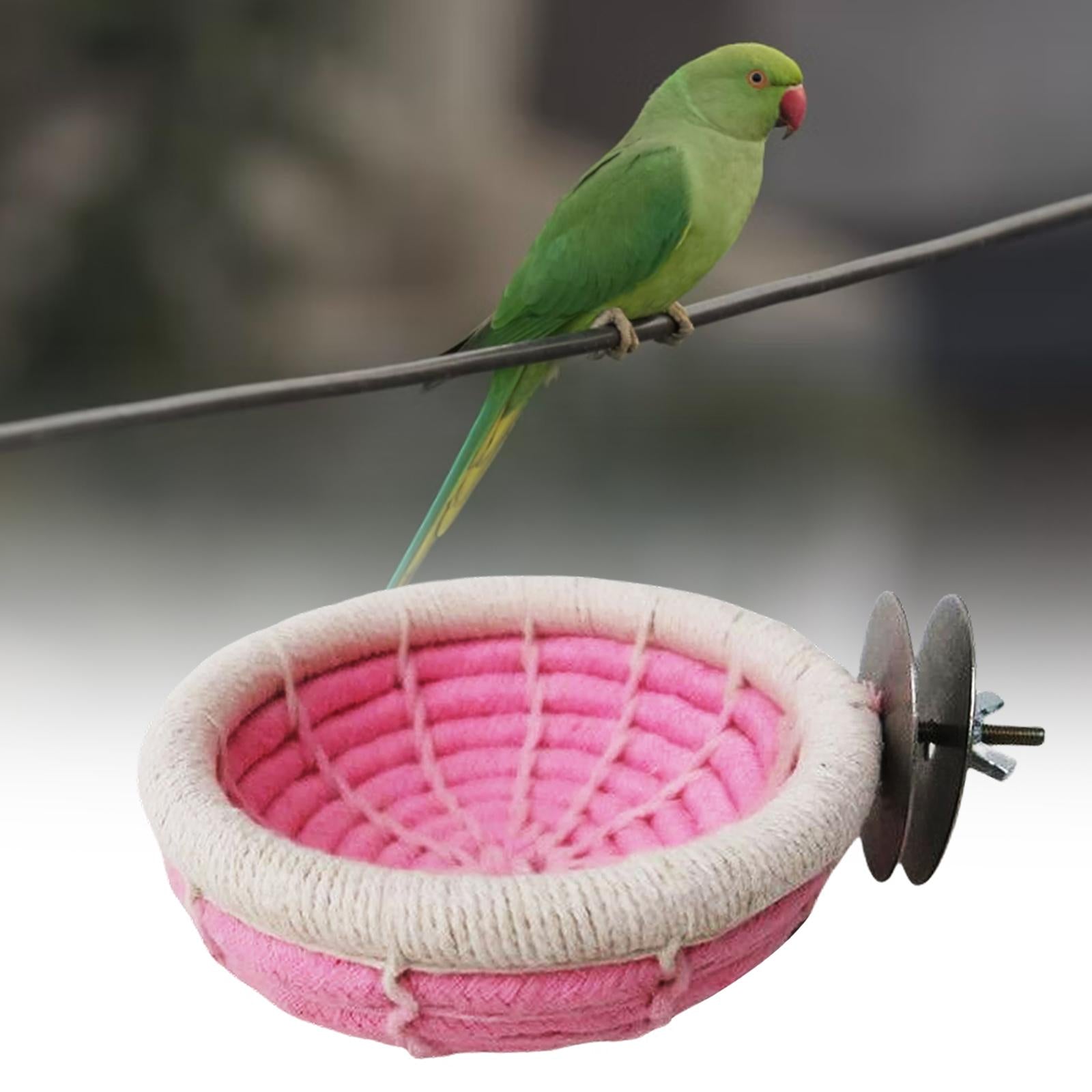 Handmade Bird Nest Hanging House for Parakeet Cockatiel Pink