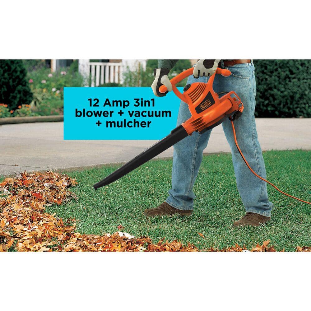 BLACK+DECKER 12 AMP 210 MPH 300 CFM Corded Electric 3-in-1 Handheld Leaf Blower, Vacuum & Mulcher BV3100