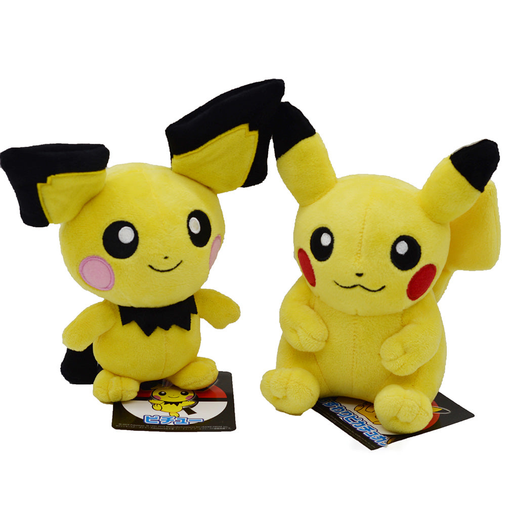 Takara Tomy Pokemon Pichu Plush Lovely Pikachu Juvenile Version Evolution Toy Hobby Collection Doll Kawaii Gift for Girl