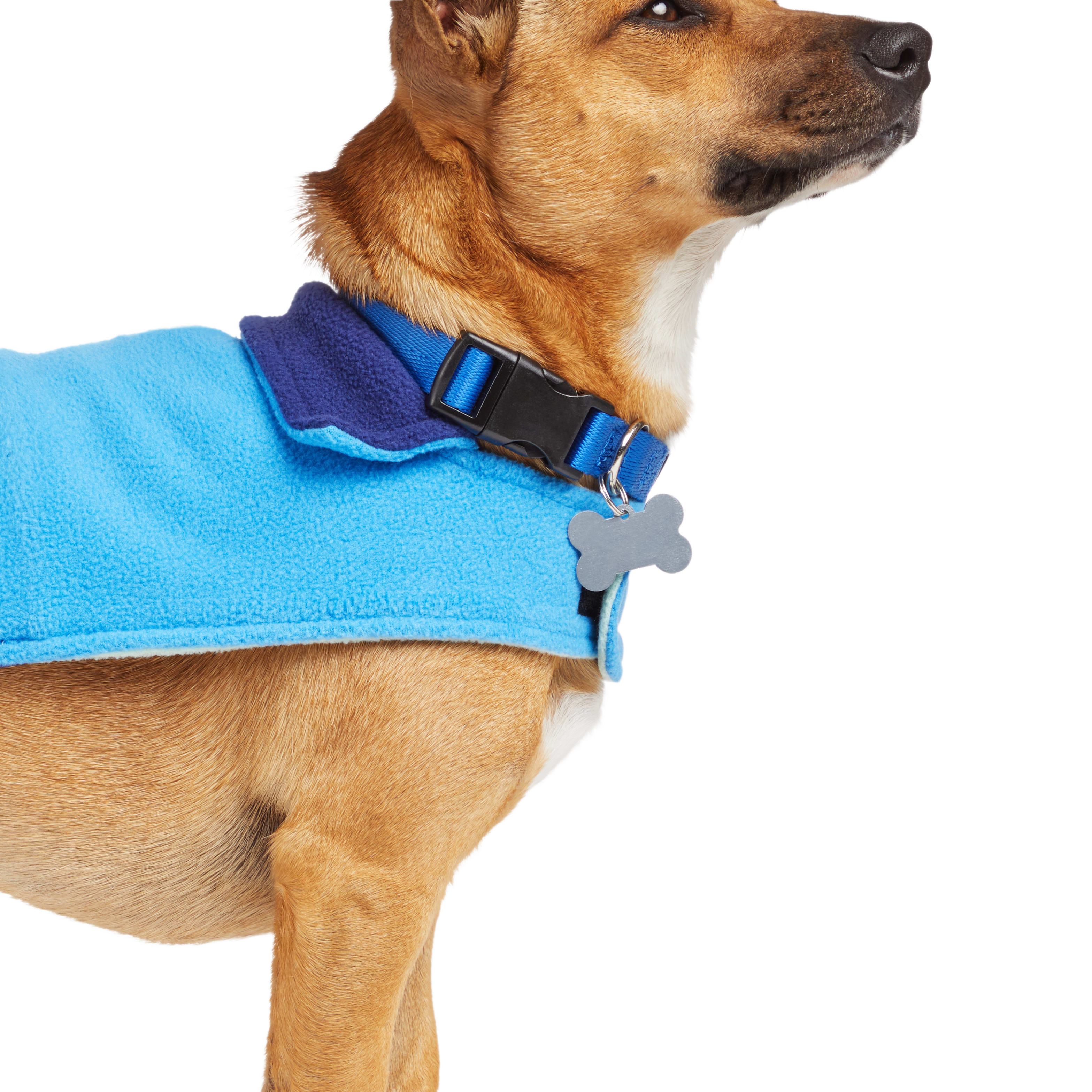 YOULY Blue/Green Cozy Dog Coat， X-Small/Small