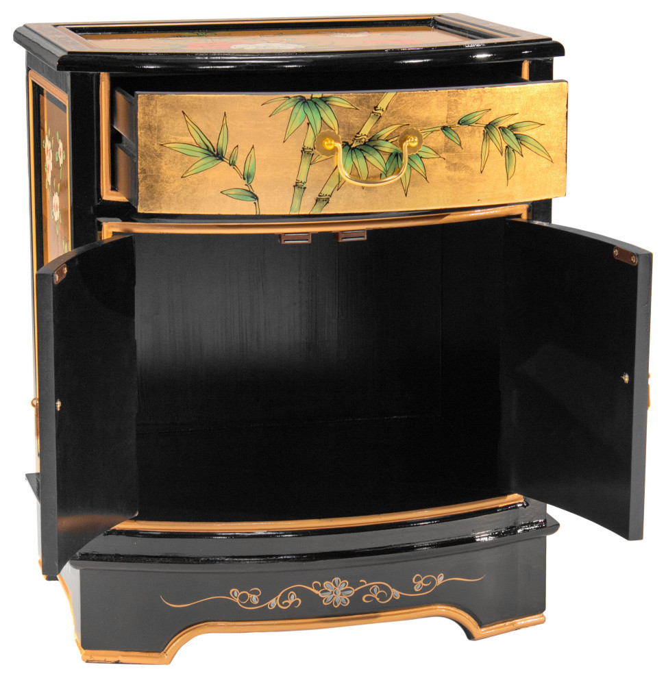 Gold Lacquer End Table Birds and Flowers   Asian   Side Tables And End Tables   by Oriental Furniture  Houzz