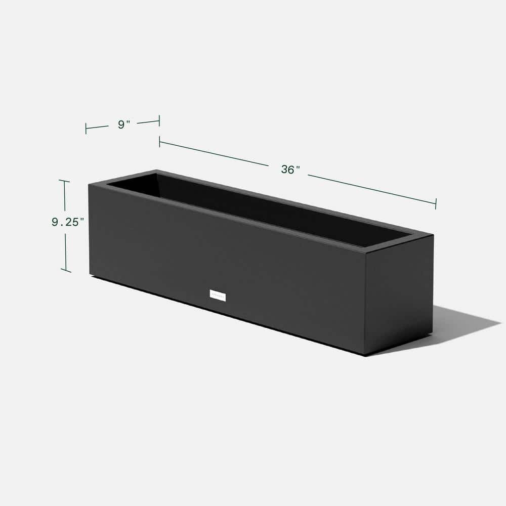 Veradek Block Series Window Box 36 in. Black Plastic Planter TRHV36B