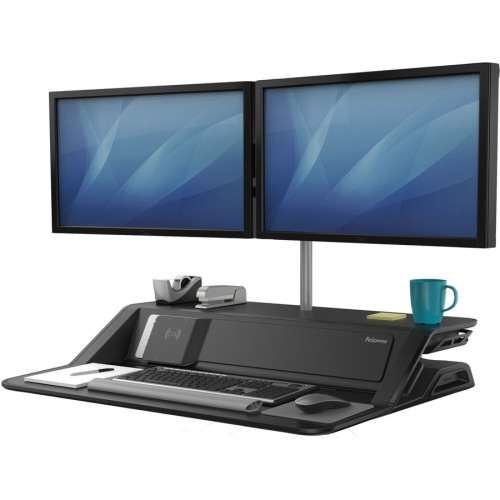 Fellowes Lotus DX Sit-Stand Workstation， 32.75w x 24.25d x 22.5h， Black (8080301)