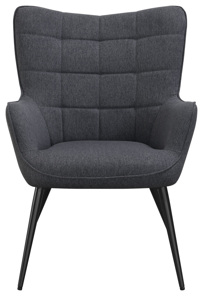 Isla Upholstered Flared Arms Accent Chair With Grid Tufted Accent Chair Grey   Modern   Armchairs And Accent Chairs   by Modon  Houzz