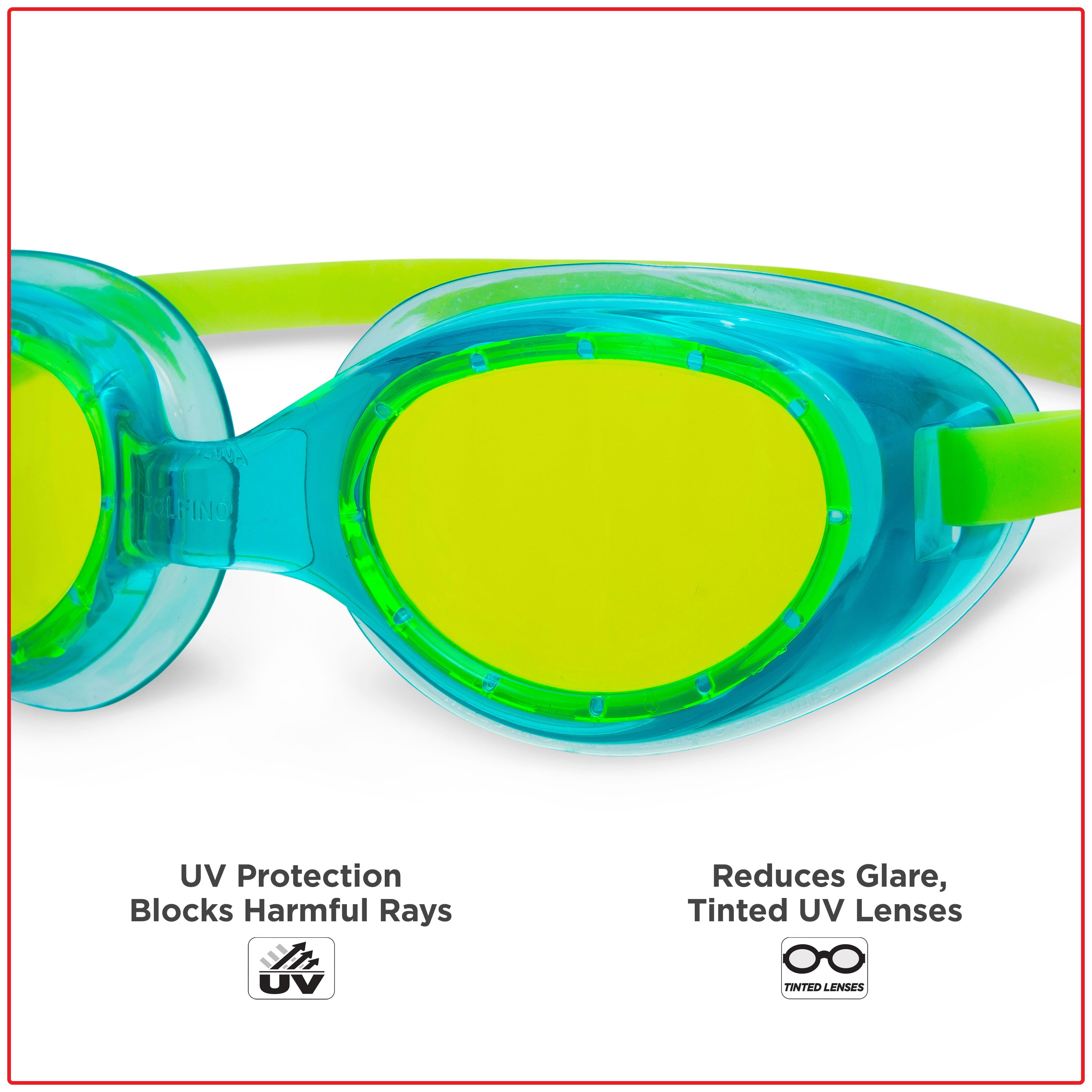 Dolfino Youth Latex Free Swim Goggles with Silicone Strap and UV Protection (3 Pack)