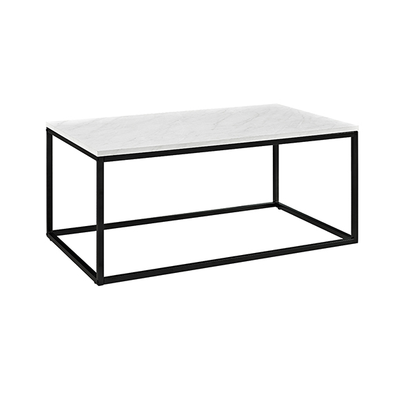 Transitional Faux Marble Mixed Material Coffee Table by Manor Park