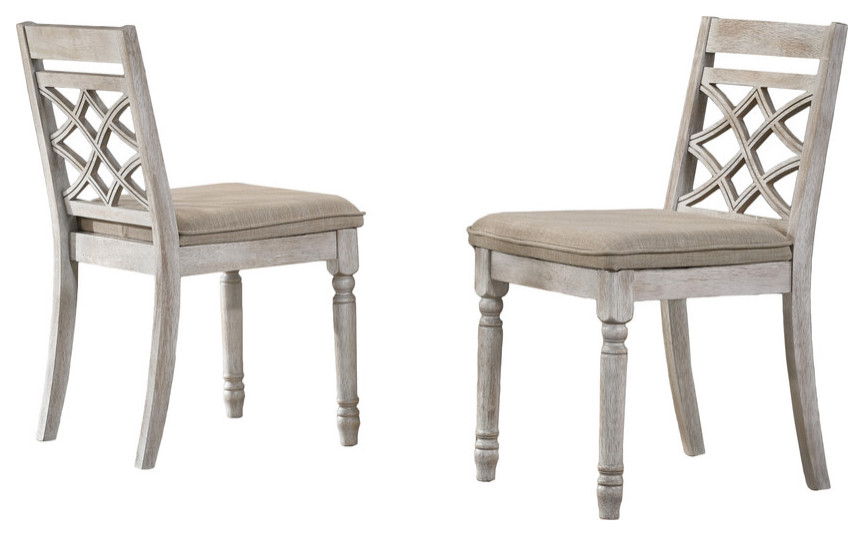 Havanna Off White 19 quotW Contemporary Fabric Chair With Cushion   Set of 2   French Country   Dining Chairs   by Lilola Home  Houzz