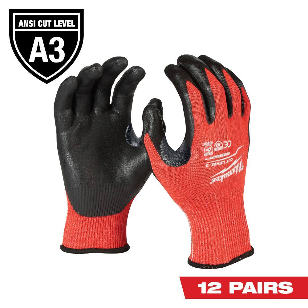 MW X-Large Red Nitrile Level 3 Cut Resistant Dipped Work Gloves (12-Pack) 48-22-8933B