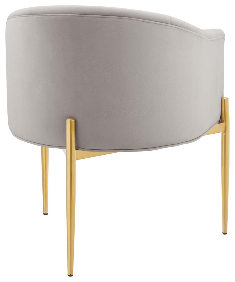 Savour Tufted Performance Velvet Accent Chair Light Gray   Midcentury   Dining Chairs   by Morning Design Group  Inc  Houzz