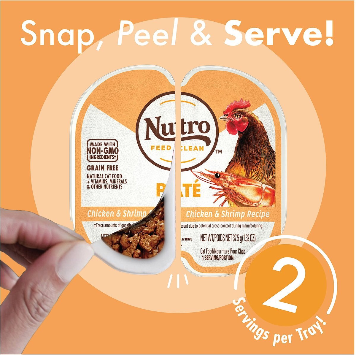 Nutro Perfect Portions Grain-Free Chicken and Shrimp Paté Recipe Cat Food Trays