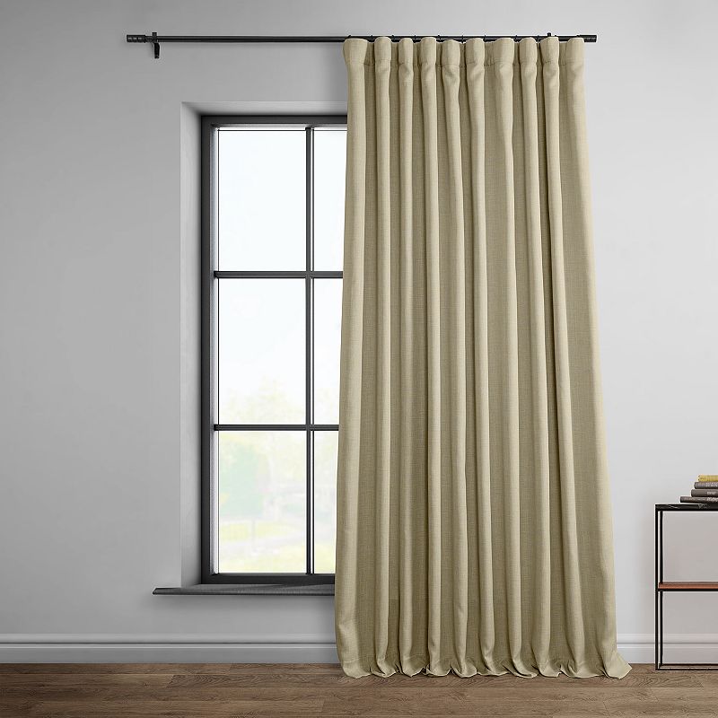 EFF Faux Linen Extra Wide Blackout Window Curtain