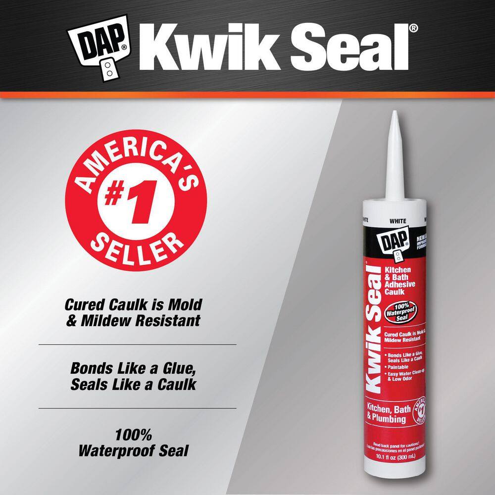 DAP Kwik Seal 10.1 oz. White Kitchen and Bath Adhesive Caulk (12-Pack) 7079818032