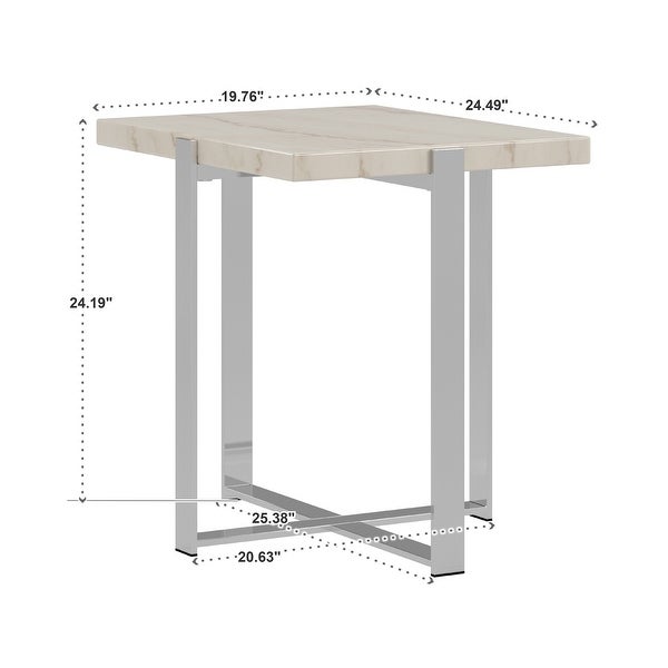 Azel Marble-top Chrome Framed End Table by iNSPIRE Q Modern