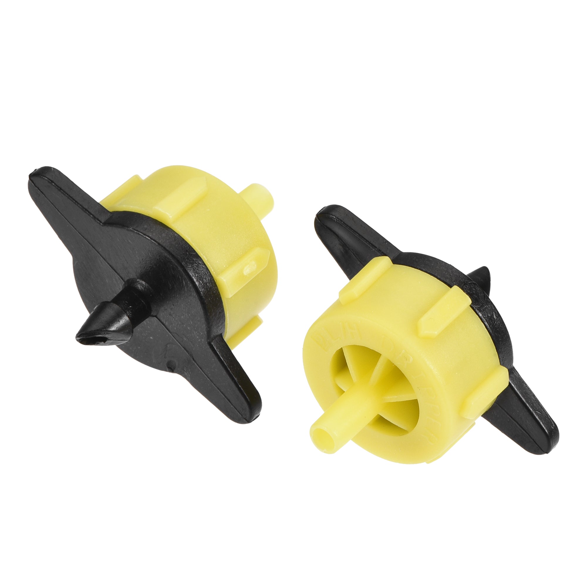 Uxcell Adjustable 2L/H 360 Degree Drip Emitters Yellow for 1/4