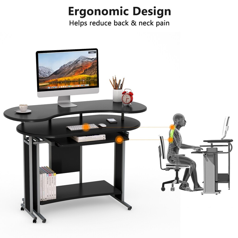 L Shaped Computer Desk  Rotating Corner Desk   Modern Office Study Workstation