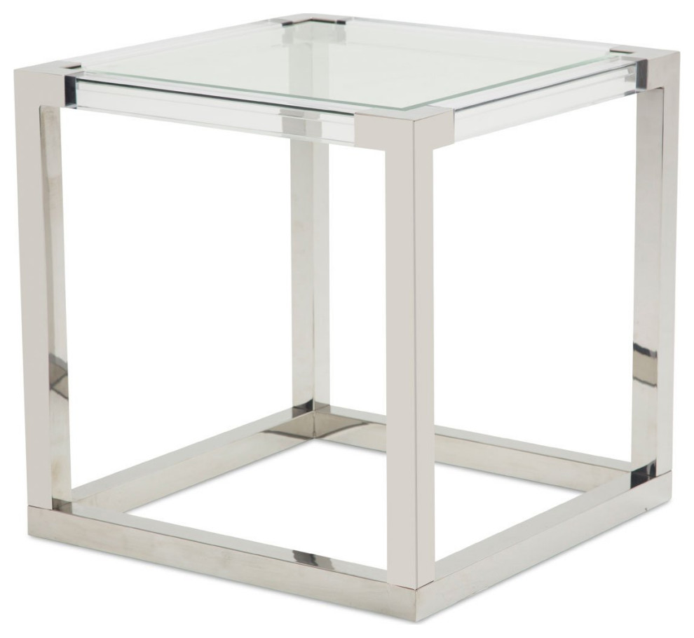 Aico Amini State St 2 PC Square Cocktail  ampEnd Table Set in Stainless Steel   Contemporary   Coffee Table Sets   by AMOC  Houzz