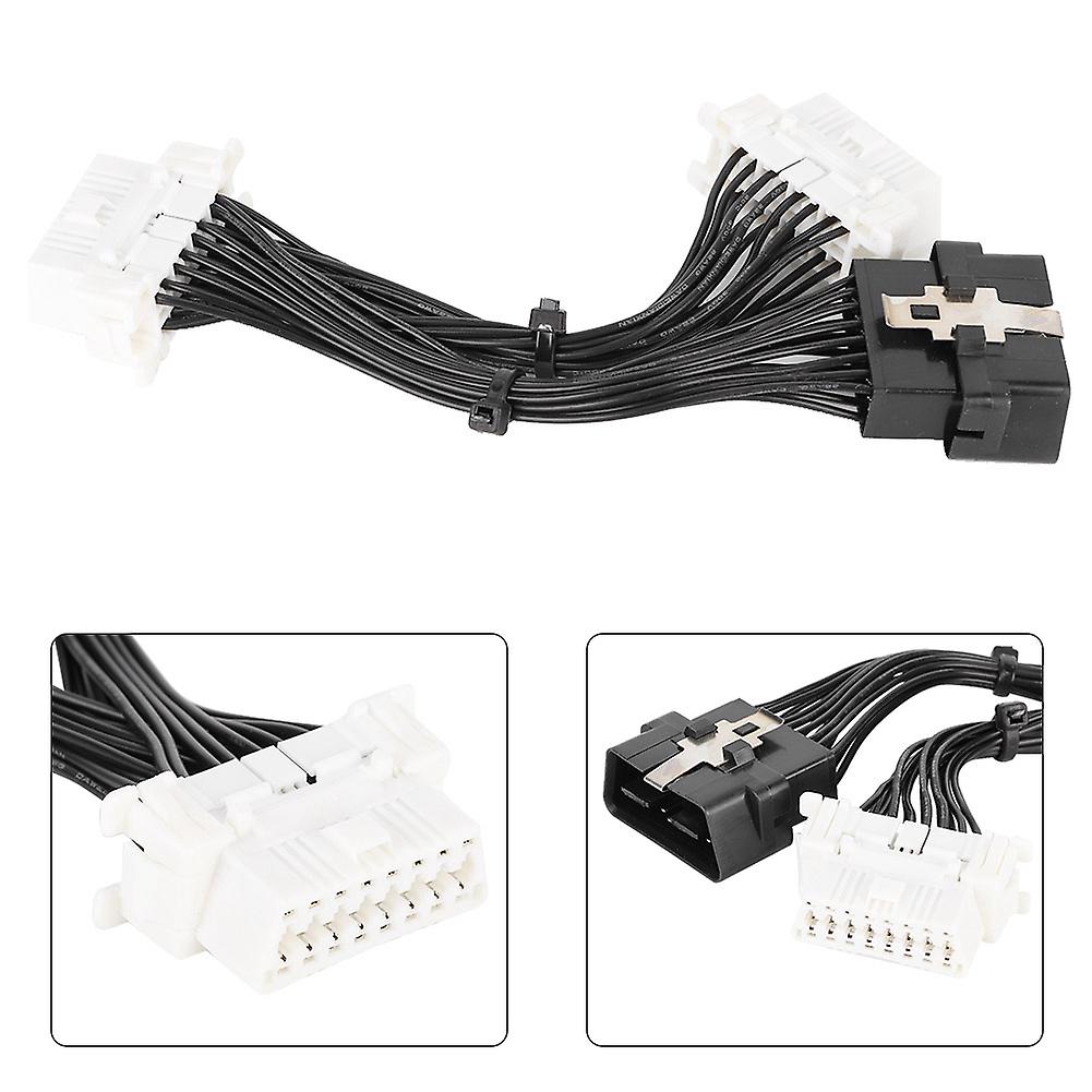 16pin 1 To 2 Obd2 Adapter Splitter Y Cable Extension Cord For Gps Car Driving Recorder