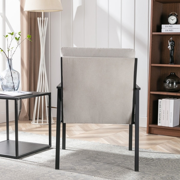 Modern Metal Frame Linen Accent Chair with Thick Padded Backrest and Removable and Comfortable Cushion for Living RoomandBedroom