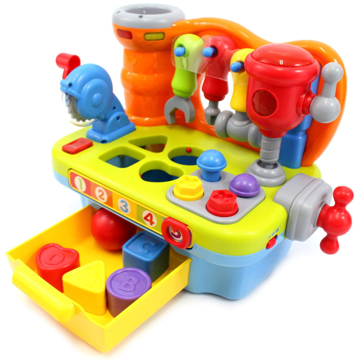 CifToys Musical Learning Workbench Toy for Kids Construction Work Bench Building Tools with Sound Effects and Lights