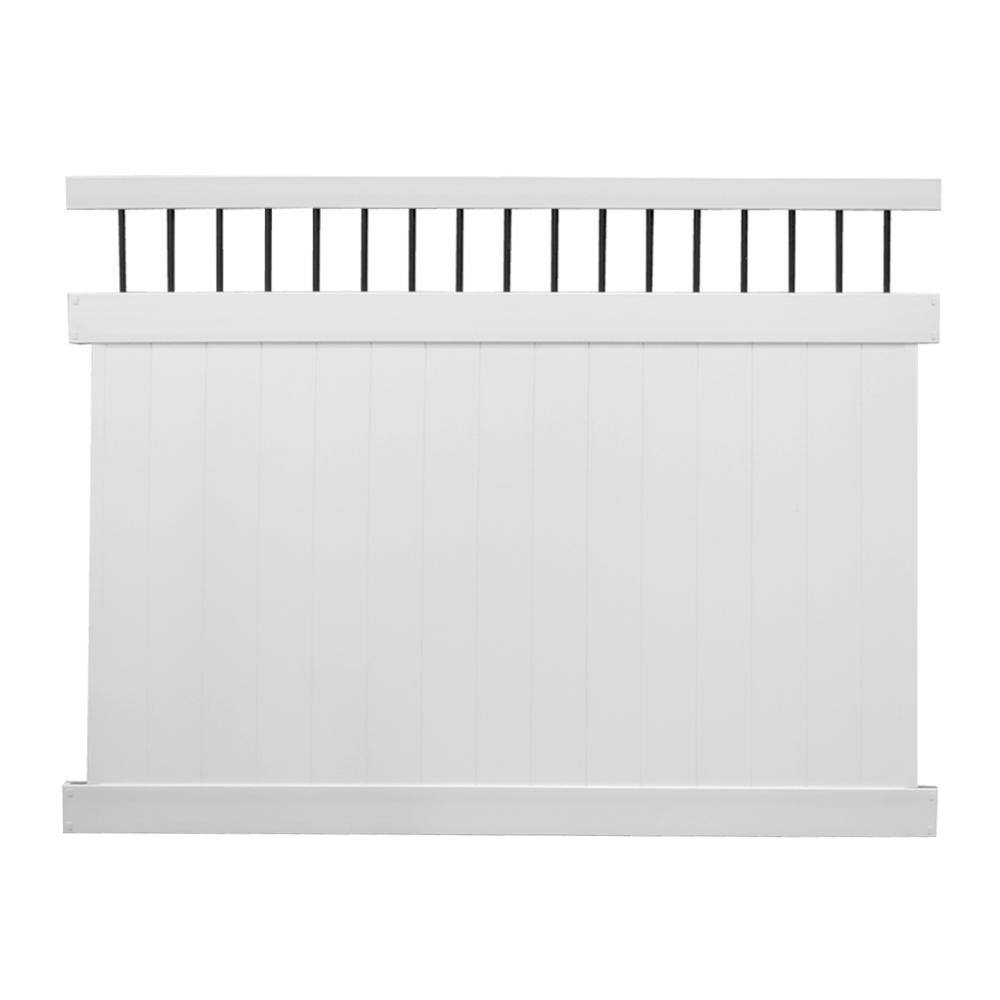 Weatherables Bradford 7 ft. H x 8 ft. W White Vinyl Privacy Fence Panel Kit PWPR-CTRND-7X8