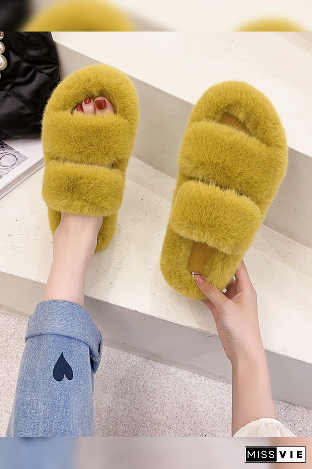 Winter Flat Warm Fluffy Slippers