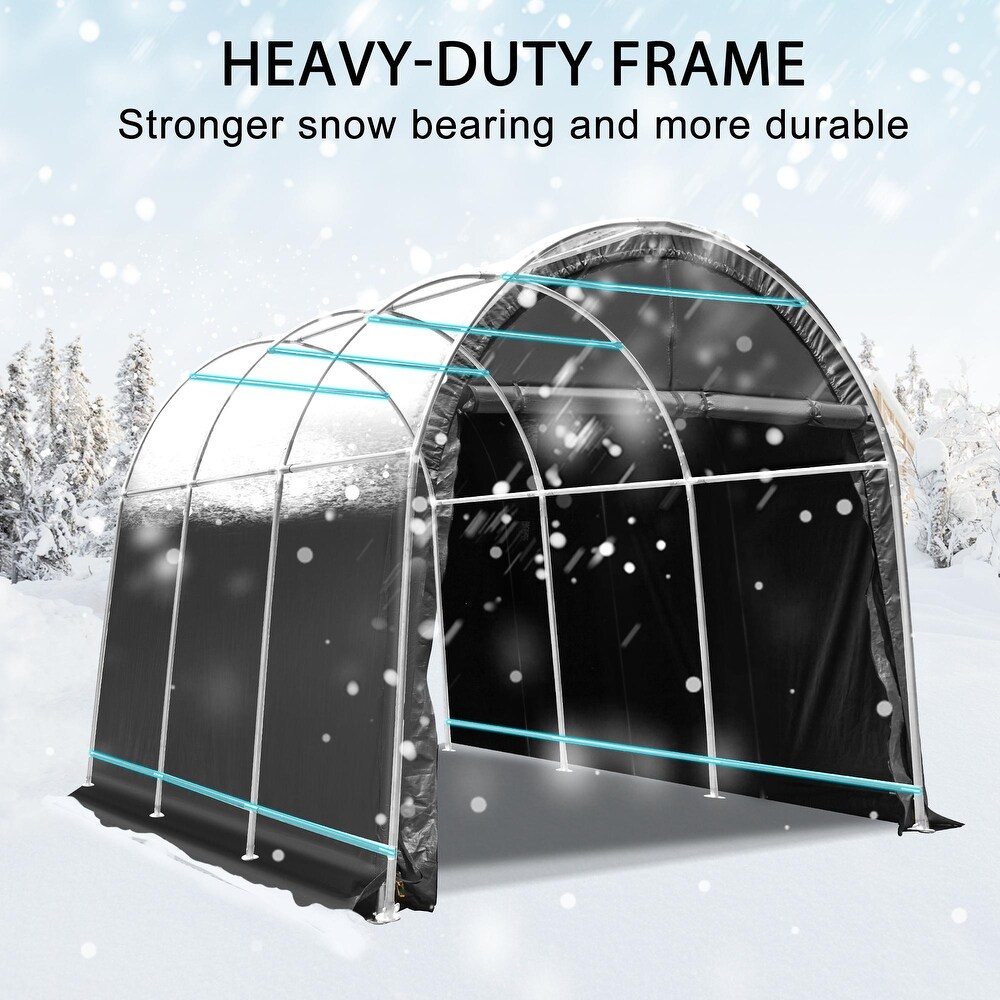 EROMMY Portable Garage  Heavy Duty Carport with  Steel Metal Frame and Round Style Roof