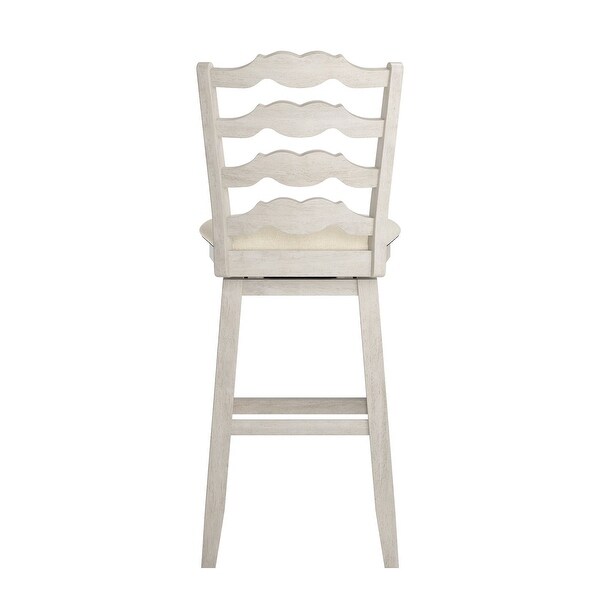 Sheena French Ladder Back Bar Height Swivel Stool， Antique White