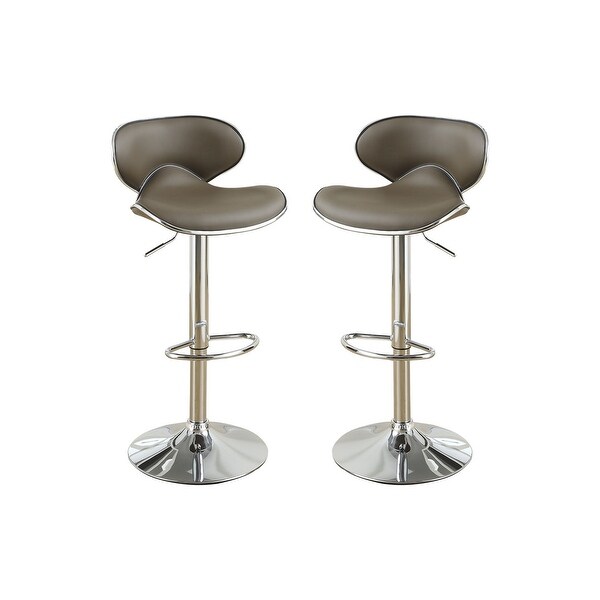 2PCS Bar Stools Adjustable Faux Leather Bar Stools Espresso