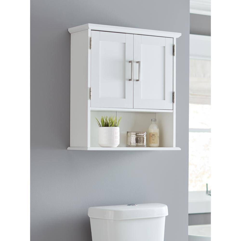 Glacier Bay Shaker Style 23 in. W Wall Cabinet with Open Shelf in White 5318WWHD