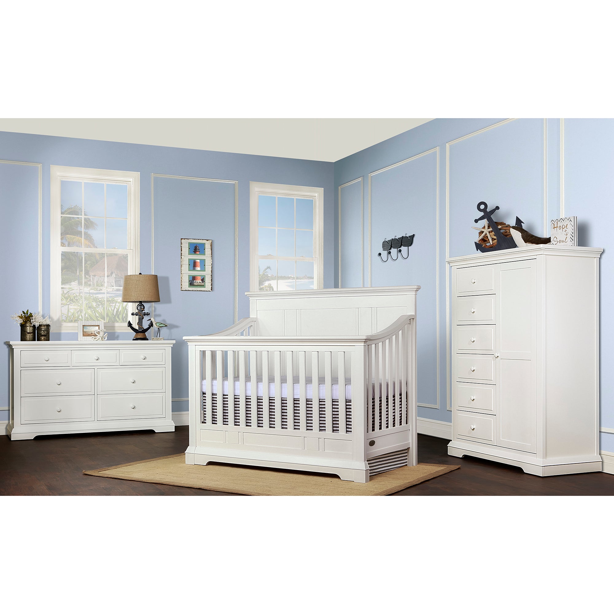 Evolur Parker 5-in-1 Convertible Crib, Winter White