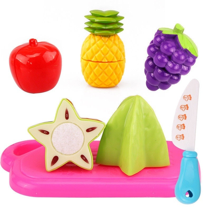 Kids Kitchen Food Pretend Role Play Cutting Set Toys Affordable， Fruit or Vegetable (6 piece set)