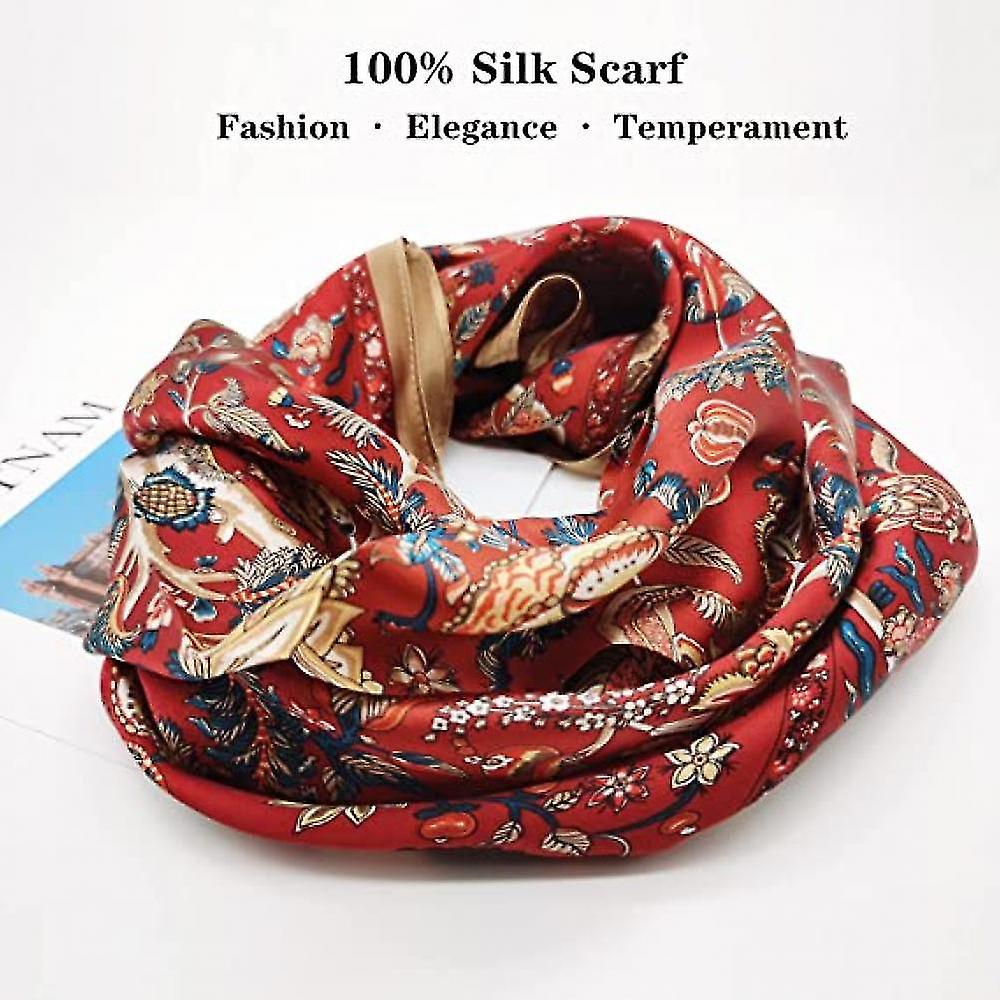 100% Mulberry Silk Scarf Autumn And Winterfashion68cm Silk Scarf Women Breathable And Lightweight Printing Hairscarfforsilk