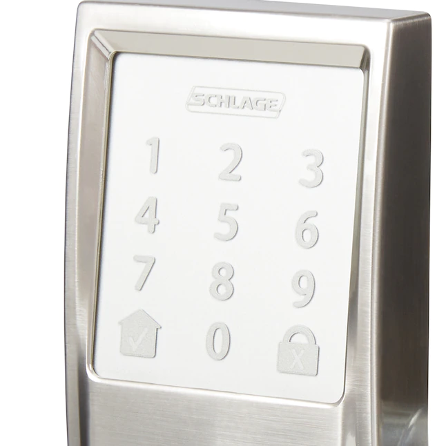 Schlage Encode Century Satin Nickel Wi-fi Compatibility Single Cylinder Electronic Deadbolt Lighted Keypad Touchscreen Smart Lock