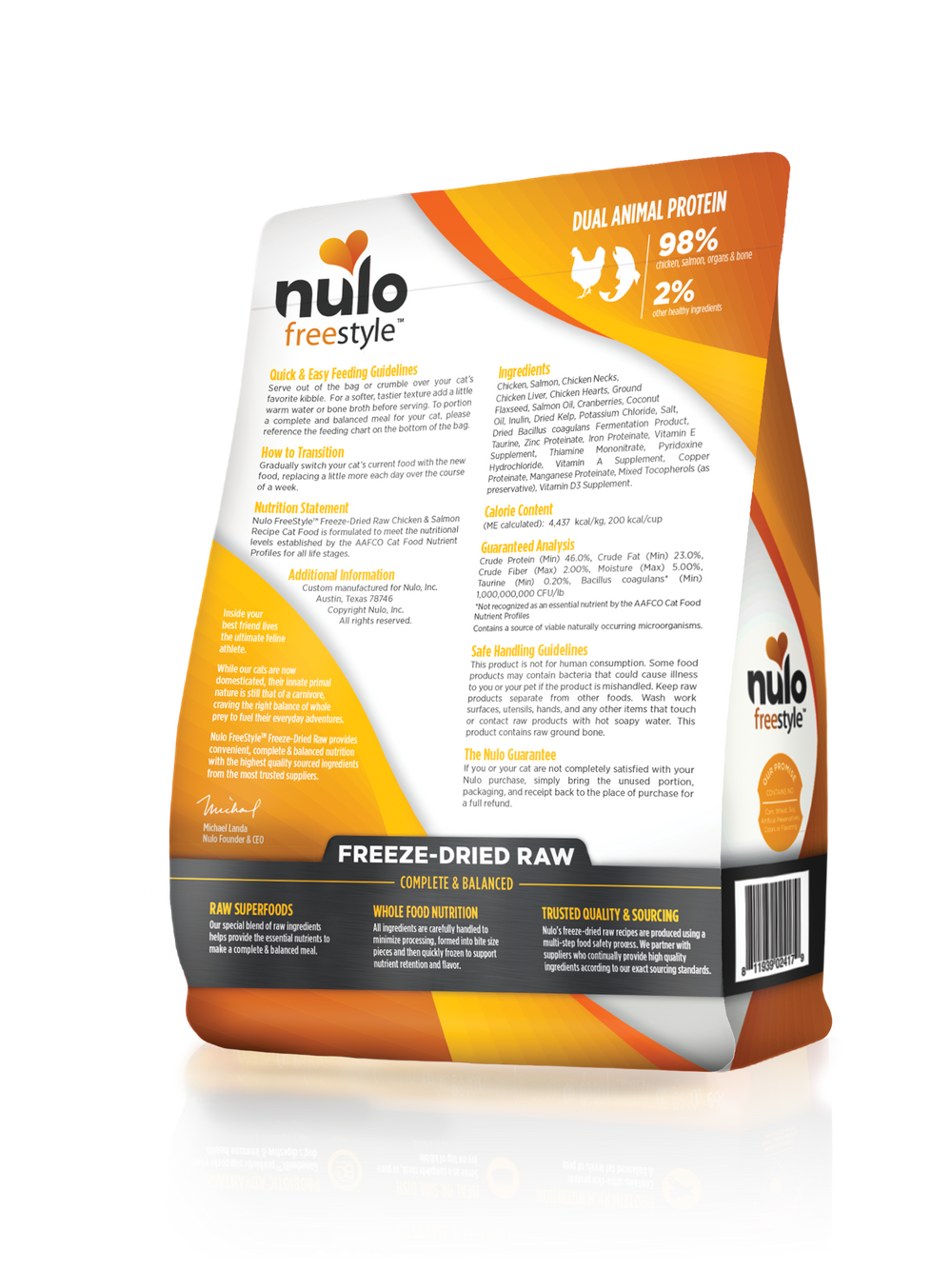 Nulo Freestyle Grain Free Chicken and Salmon Recipe Freeze-Dried Raw Cat