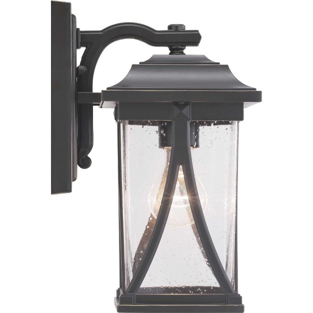 Progress Lighting Abbott 1 light Outdoor Wall Lantern In Antique Pewter With Clear Seeded Glass Shade