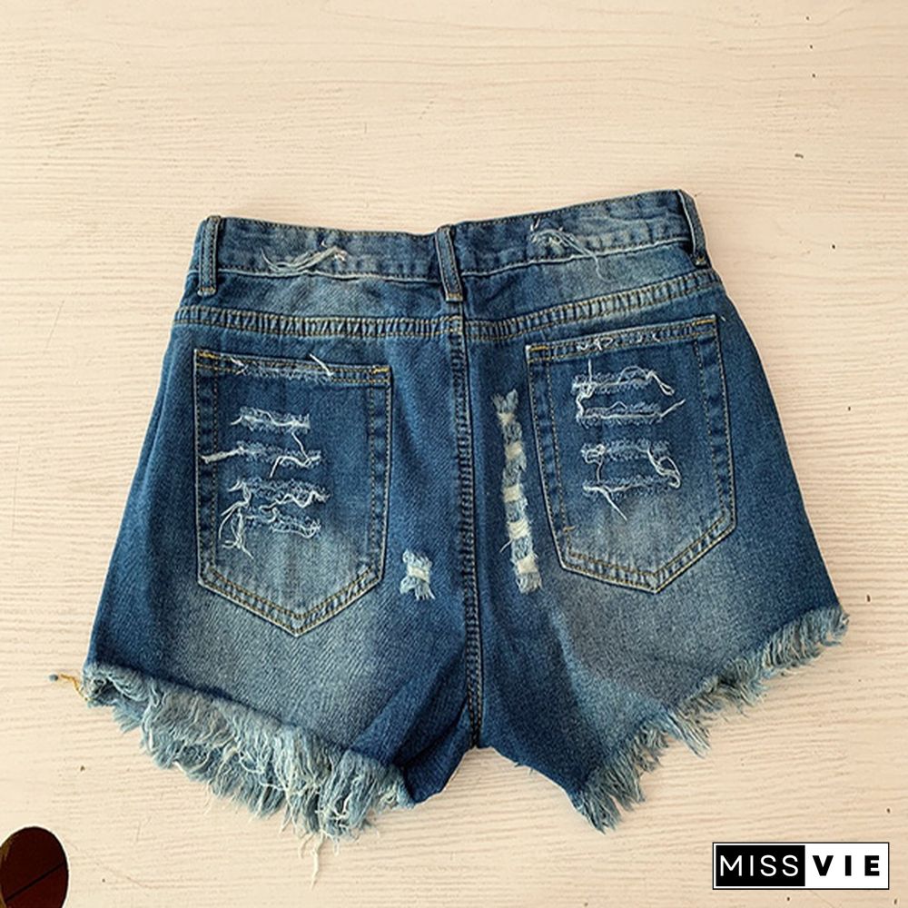 American flag print denim shorts women Fringed sexy ladies hot pants Star print jeans