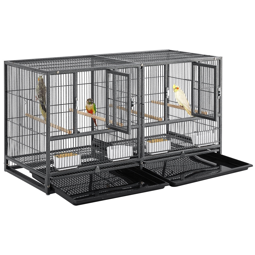 Topeakmart 21''H Stackable Divided Breeder Cage Wide Birdcage， Black