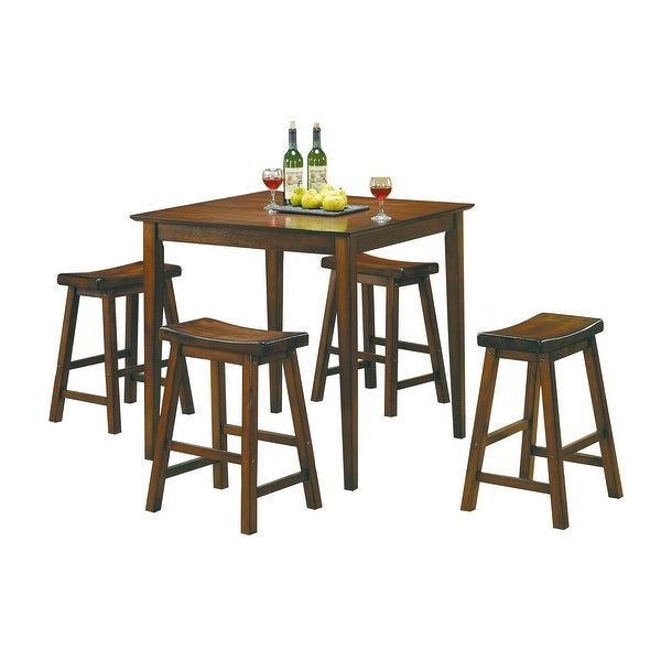 Black Finish 18-inch Height Saddle Seat Stools Set of 2pc Solid Wood