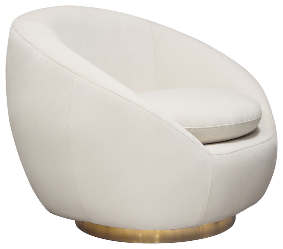 Celine Swivel Accent Chair  Light Cream Velvet With Brushed Gold Accent Band   Contemporary   Armchairs And Accent Chairs   by clickhere2shop  Houzz