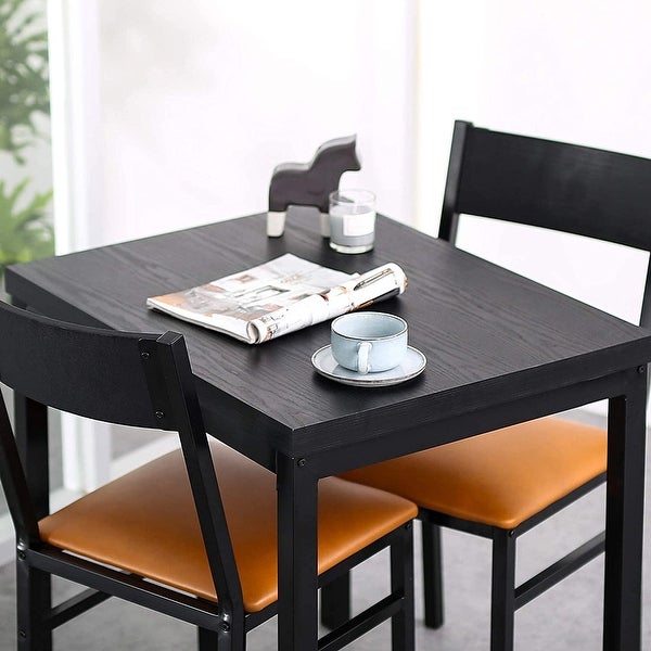 3 Piece Dining Table Set with Cushioned Chairs， Modern Counter Height Dinette 3 Set