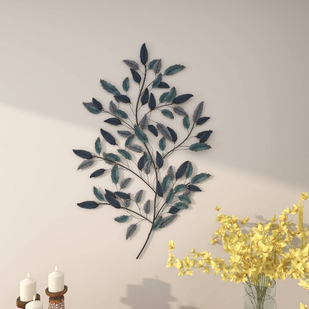 Metal Leaf Wall Decor With Gold Accent Blue Olivia amp May