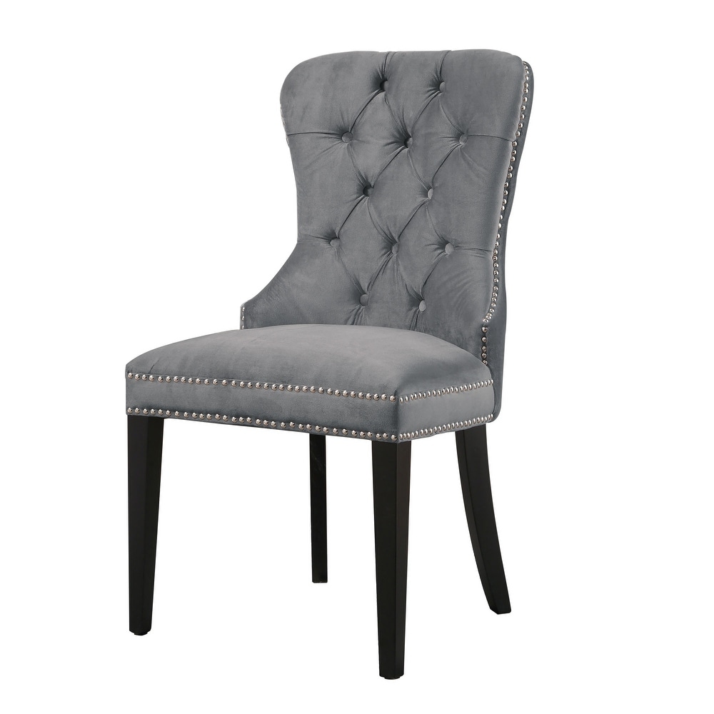 Abbyson Versailles Grey Tufted Dining Chair